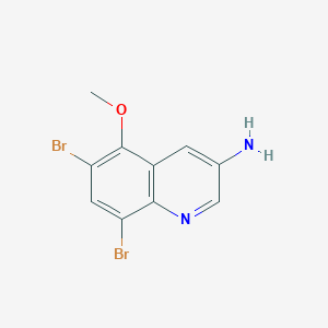 molecular formula C10H8Br2N2O B13210981 6,8-Dibromo-5-methoxyquinolin-3-amine 