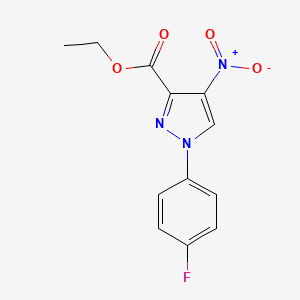 molecular formula C12H10FN3O4 B13211061 Ethyl 1-(4-fluorophenyl)-4-nitro-1H-pyrazole-3-carboxylate 