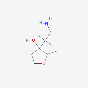 molecular formula C9H19NO2 B13211071 3-(1-Amino-2-methylpropan-2-yl)-2-methyloxolan-3-ol 