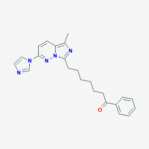 molecular formula C23H25N5O B132111 7-(2-(1H-Imidazol-1-yl)-5-methylimidazo(1,5-b)pyridazin-7-yl)-1-phenyl-1-heptanone CAS No. 152534-26-4