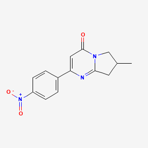 molecular formula C14H13N3O3 B13211233 7-Methyl-2-(4-nitrophenyl)-4H,6H,7H,8H-pyrrolo[1,2-a]pyrimidin-4-one 