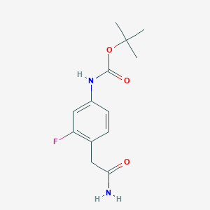 molecular formula C13H17FN2O3 B13211262 tert-Butyl N-[4-(carbamoylmethyl)-3-fluorophenyl]carbamate 