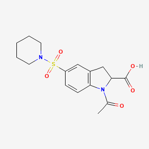 molecular formula C16H20N2O5S B1321131 1-Acetyl-5-(piperidin-1-ylsulfonyl)indoline-2-carboxylic acid CAS No. 1086652-58-5