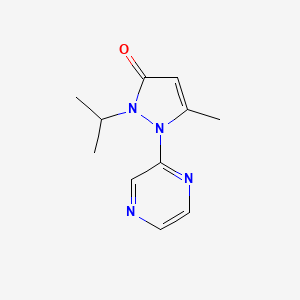 molecular formula C11H14N4O B13211401 5-Methyl-2-(propan-2-yl)-1-(pyrazin-2-yl)-2,3-dihydro-1H-pyrazol-3-one 
