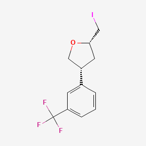 molecular formula C12H12F3IO B13211470 (2S,4R)-2-(Iodomethyl)-4-[3-(trifluoromethyl)phenyl]oxolane 