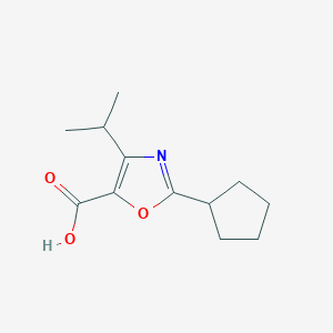 molecular formula C12H17NO3 B13211474 2-Cyclopentyl-4-(propan-2-yl)-1,3-oxazole-5-carboxylic acid 