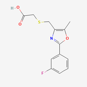 molecular formula C13H12FNO3S B1321148 ({[2-(3-Fluorophenyl)-5-methyl-1,3-oxazol-4-yl]methyl}thio)acetic acid CAS No. 897769-42-5
