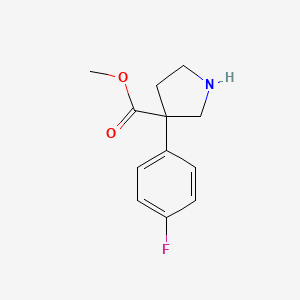 molecular formula C12H14FNO2 B13211519 Methyl 3-(4-fluorophenyl)pyrrolidine-3-carboxylate 