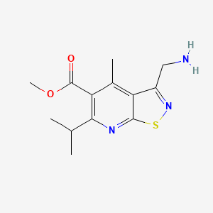 molecular formula C13H17N3O2S B13211576 Methyl 3-(aminomethyl)-4-methyl-6-(propan-2-yl)-[1,2]thiazolo[5,4-b]pyridine-5-carboxylate 