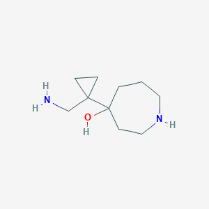 molecular formula C10H20N2O B13211643 4-[1-(Aminomethyl)cyclopropyl]azepan-4-ol 