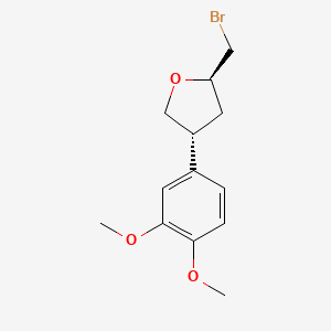 molecular formula C13H17BrO3 B13211680 (2R,4R)-2-(Bromomethyl)-4-(3,4-dimethoxyphenyl)oxolane 