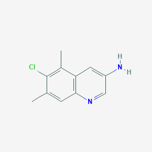 molecular formula C11H11ClN2 B13211784 6-Chloro-5,7-dimethylquinolin-3-amine 