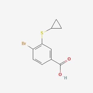 molecular formula C10H9BrO2S B13212037 4-Bromo-3-(cyclopropylsulfanyl)benzoic acid 