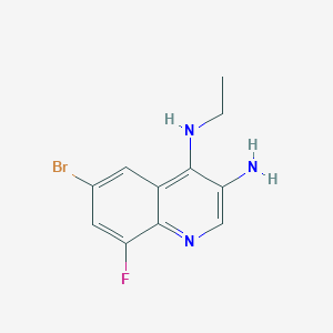 molecular formula C11H11BrFN3 B13212089 6-Bromo-N4-ethyl-8-fluoroquinoline-3,4-diamine 