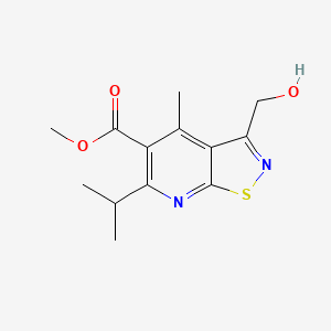 molecular formula C13H16N2O3S B13212140 Methyl 3-(hydroxymethyl)-4-methyl-6-(propan-2-yl)-[1,2]thiazolo[5,4-b]pyridine-5-carboxylate 