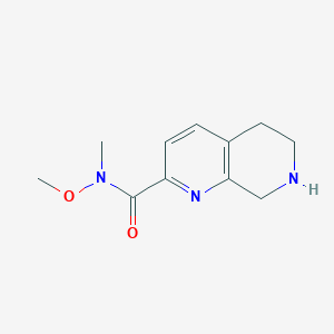 molecular formula C11H15N3O2 B13212147 N-Methoxy-N-methyl-5,6,7,8-tetrahydro-1,7-naphthyridine-2-carboxamide 