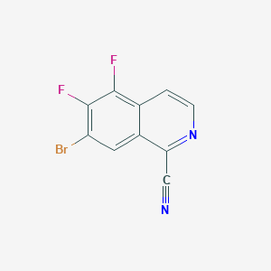 molecular formula C10H3BrF2N2 B13212172 7-Bromo-5,6-difluoroisoquinoline-1-carbonitrile 
