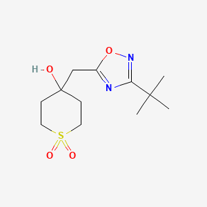 molecular formula C12H20N2O4S B13212325 4-[(3-tert-Butyl-1,2,4-oxadiazol-5-yl)methyl]-4-hydroxy-1lambda6-thiane-1,1-dione 