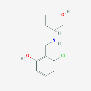 molecular formula C11H16ClNO2 B13212626 3-Chloro-2-{[(1-hydroxybutan-2-yl)amino]methyl}phenol 