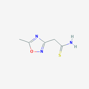 molecular formula C5H7N3OS B13212711 2-(5-Methyl-1,2,4-oxadiazol-3-yl)ethanethioamide 