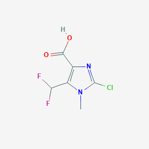 molecular formula C6H5ClF2N2O2 B13212757 2-Chloro-5-(difluoromethyl)-1-methyl-1H-imidazole-4-carboxylic acid 