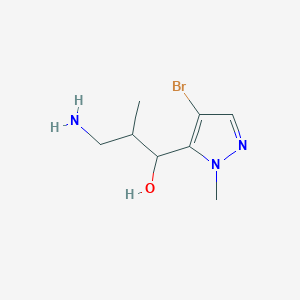 molecular formula C8H14BrN3O B13213099 3-Amino-1-(4-bromo-1-methyl-1H-pyrazol-5-yl)-2-methylpropan-1-ol 
