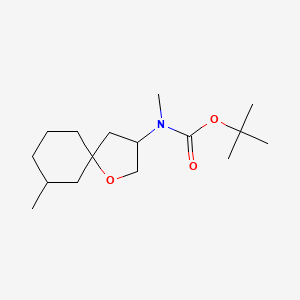 molecular formula C16H29NO3 B13213166 tert-Butyl N-methyl-N-{7-methyl-1-oxaspiro[4.5]decan-3-yl}carbamate 