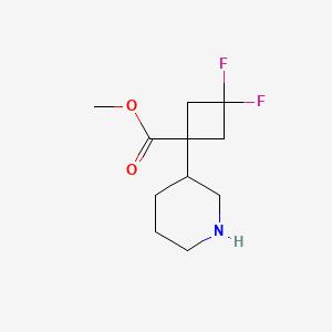 molecular formula C11H17F2NO2 B13213291 Methyl 3,3-difluoro-1-(piperidin-3-yl)cyclobutane-1-carboxylate 