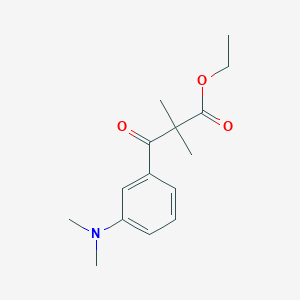 molecular formula C15H21NO3 B13213319 Ethyl 3-[3-(dimethylamino)phenyl]-2,2-dimethyl-3-oxopropanoate 