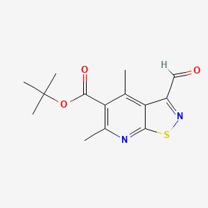 molecular formula C14H16N2O3S B13213489 tert-Butyl 3-formyl-4,6-dimethyl-[1,2]thiazolo[5,4-b]pyridine-5-carboxylate 