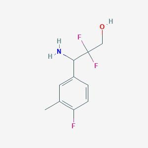 molecular formula C10H12F3NO B13213544 3-Amino-2,2-difluoro-3-(4-fluoro-3-methylphenyl)propan-1-OL 