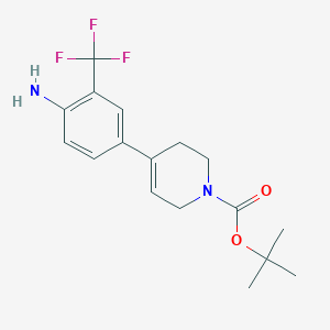 molecular formula C17H21F3N2O2 B13213907 tert-Butyl 4-[4-amino-3-(trifluoromethyl)phenyl]-1,2,3,6-tetrahydropyridine-1-carboxylate 