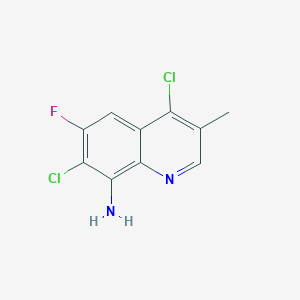 molecular formula C10H7Cl2FN2 B13214057 4,7-Dichloro-6-fluoro-3-methylquinolin-8-amine 