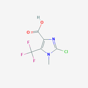 molecular formula C6H4ClF3N2O2 B13214124 2-Chloro-1-methyl-5-(trifluoromethyl)-1H-imidazole-4-carboxylic acid 