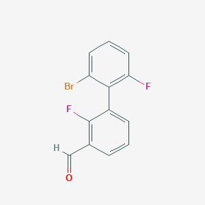 molecular formula C13H7BrF2O B13214127 3-(2-Bromo-6-fluorophenyl)-2-fluorobenzaldehyde 