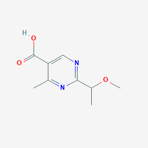 molecular formula C9H12N2O3 B13214246 2-(1-Methoxyethyl)-4-methylpyrimidine-5-carboxylic acid 