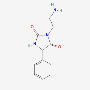 molecular formula C11H13N3O2 B13214387 3-(2-Aminoethyl)-5-phenylimidazolidine-2,4-dione 