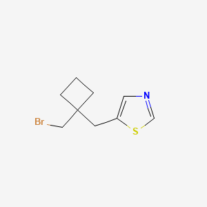 molecular formula C9H12BrNS B13214455 5-([1-(Bromomethyl)cyclobutyl]methyl)-1,3-thiazole 