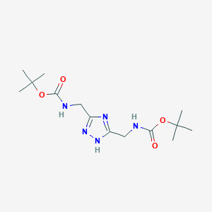 molecular formula C14H25N5O4 B13214508 tert-butyl N-{[5-({[(tert-butoxy)carbonyl]amino}methyl)-4H-1,2,4-triazol-3-yl]methyl}carbamate 