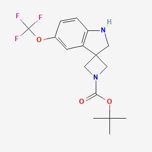 molecular formula C16H19F3N2O3 B13214522 tert-Butyl 5'-(trifluoromethoxy)-1',2'-dihydrospiro[azetidine-3,3'-indole]-1-carboxylate 
