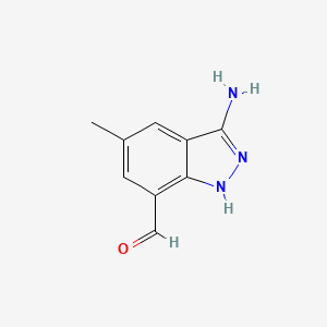 molecular formula C9H9N3O B13214703 3-Amino-5-methyl-1H-indazole-7-carbaldehyde 