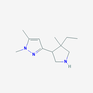 molecular formula C12H21N3 B13214751 3-(4-Ethyl-4-methylpyrrolidin-3-yl)-1,5-dimethyl-1H-pyrazole 