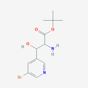 molecular formula C12H17BrN2O3 B13214884 tert-Butyl 2-amino-3-(5-bromopyridin-3-yl)-3-hydroxypropanoate 