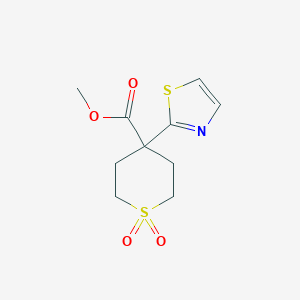 molecular formula C10H13NO4S2 B13214980 Methyl 1,1-dioxo-4-(1,3-thiazol-2-yl)thiane-4-carboxylate 