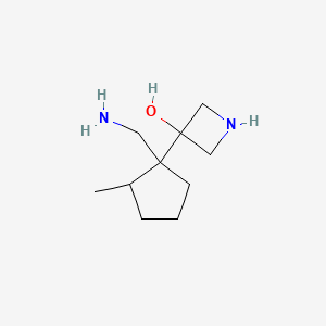 molecular formula C10H20N2O B13215062 3-[1-(Aminomethyl)-2-methylcyclopentyl]azetidin-3-ol 