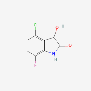 molecular formula C8H5ClFNO2 B13215095 4-Chloro-7-fluoro-3-hydroxy-2,3-dihydro-1H-indol-2-one 