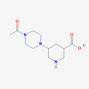 molecular formula C12H21N3O3 B13215181 5-(4-Acetylpiperazin-1-yl)piperidine-3-carboxylic acid 