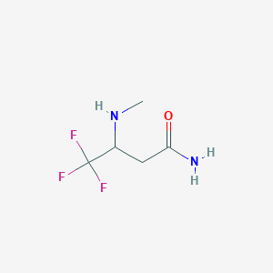molecular formula C5H9F3N2O B13215200 4,4,4-Trifluoro-3-(methylamino)butanamide 