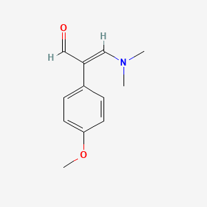 molecular formula C12H15NO2 B13215252 3-(Dimethylamino)-2-(4-methoxyphenyl)prop-2-enal 