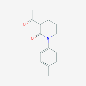 molecular formula C14H17NO2 B13215289 3-Acetyl-1-(4-methylphenyl)piperidin-2-one 
